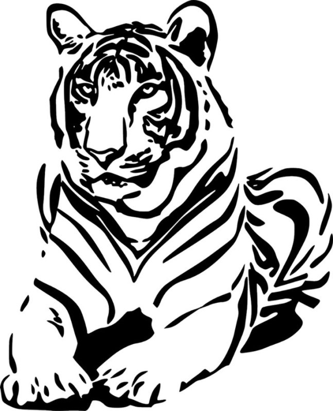 Тигр трафарет для рисования