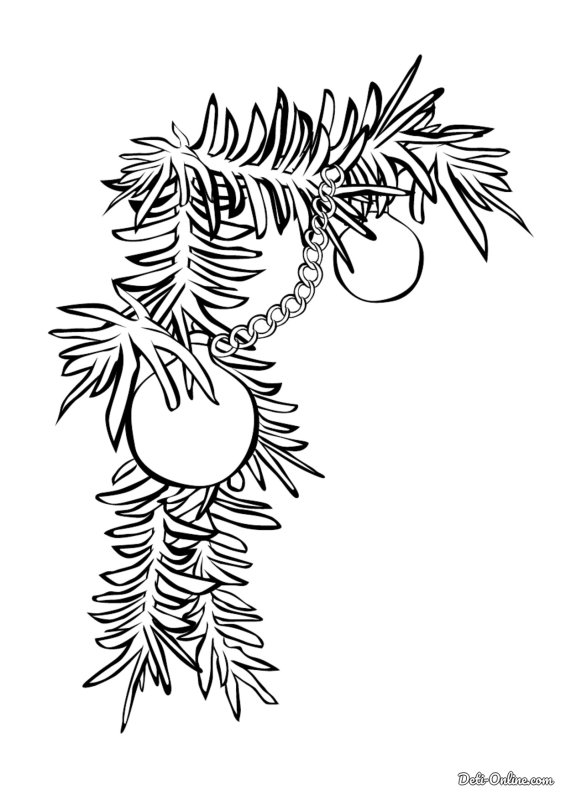 Трафареты на окна новогодние веточки еловые