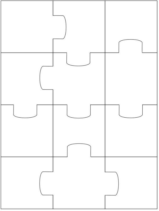 Контуры пазлов для разрезания