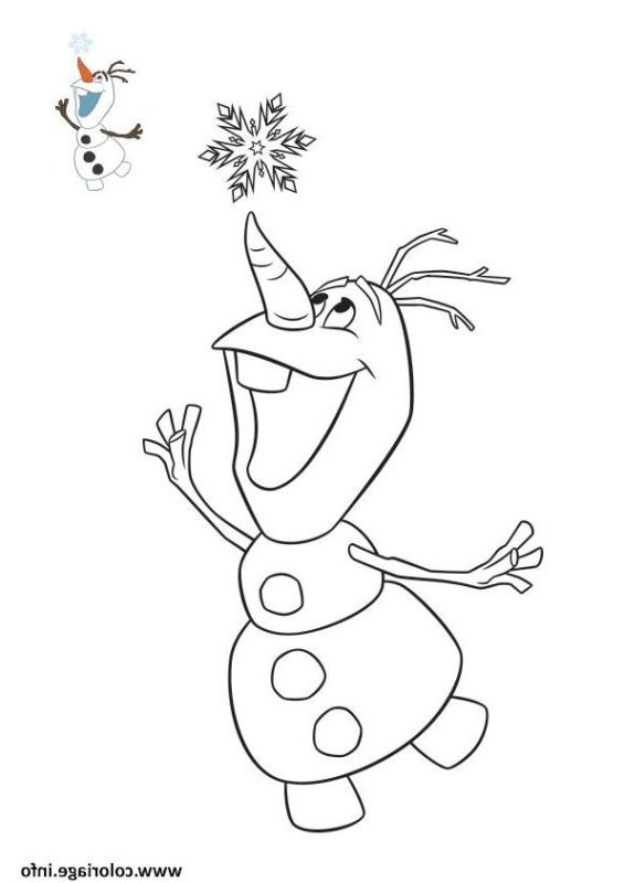 Раскраска Снеговик Олаф и Эльза