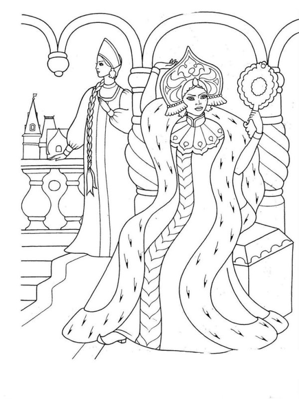 Пушкин сказка о мёртвой царевне и семи богатырях раскраска