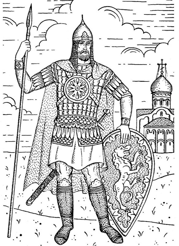 Александр Невский раскраска