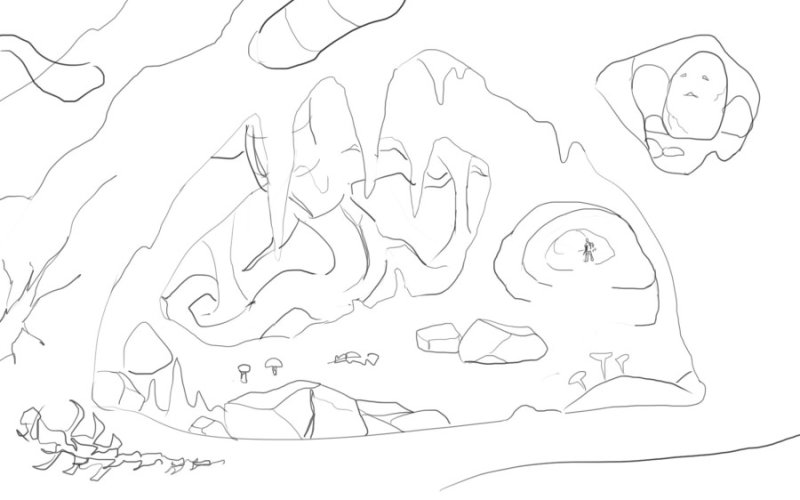 Пещера рисунок карандашом