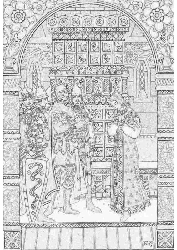 Сказка о мёртвой царевне и семи богатырях чб