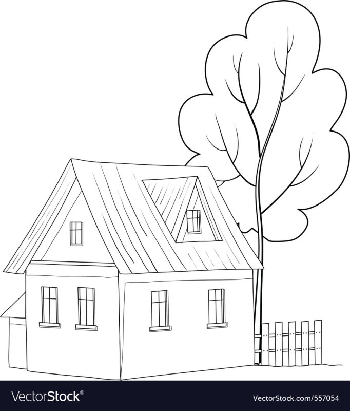 Домик раскраска для детей