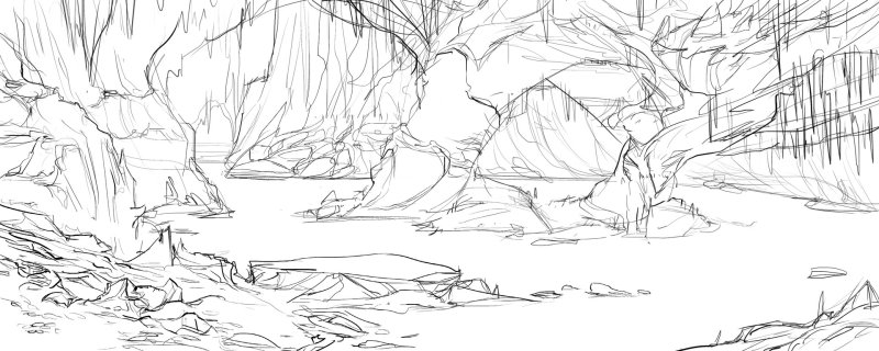 Пещера рисунок карандашом