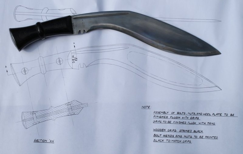 Кукри мачете чертеж