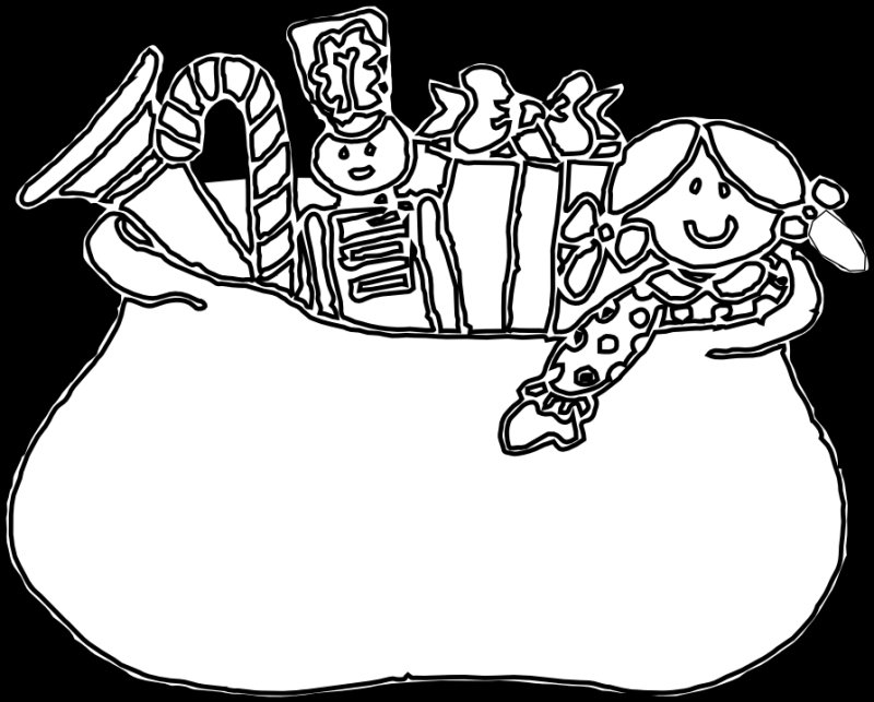 Мешок с подарками раскраска