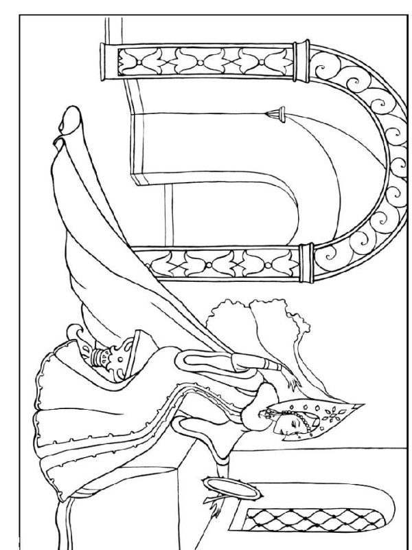 Раскраски к сказке Пушкина о мертвой царевне и семи богатырях