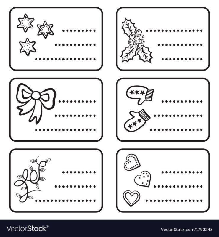 Бирки на подарки новогодние черно белые