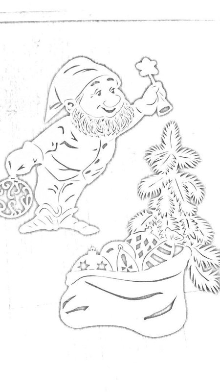 Вытынанка дед Мороз с мешком