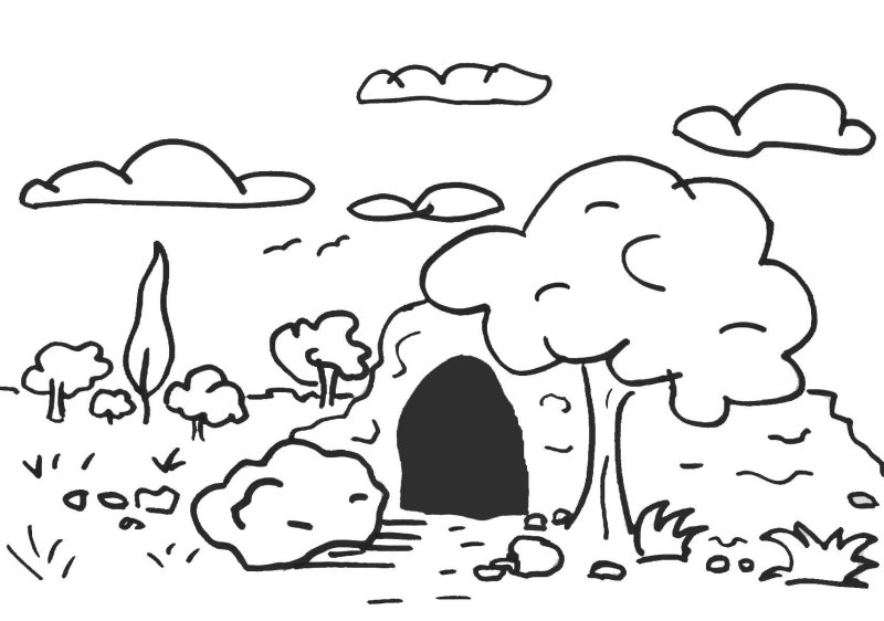 Пещера раскраска для детей