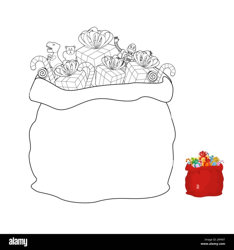 Новогодний мешок раскраска