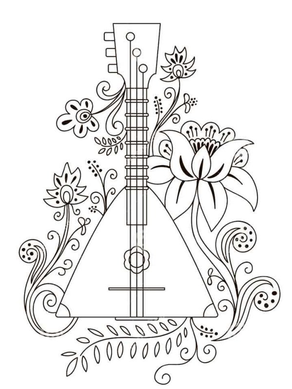 Раскраска балалайка музыкальный инструмент