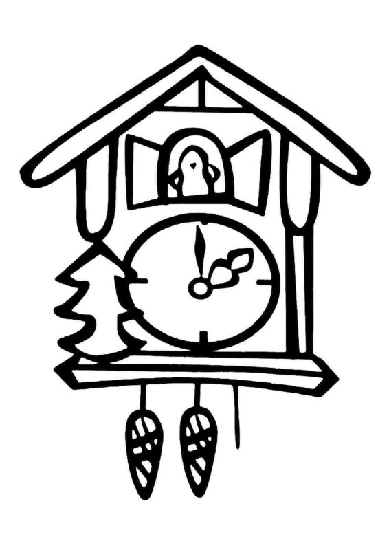 Часы с кукушкой раскраска для детей