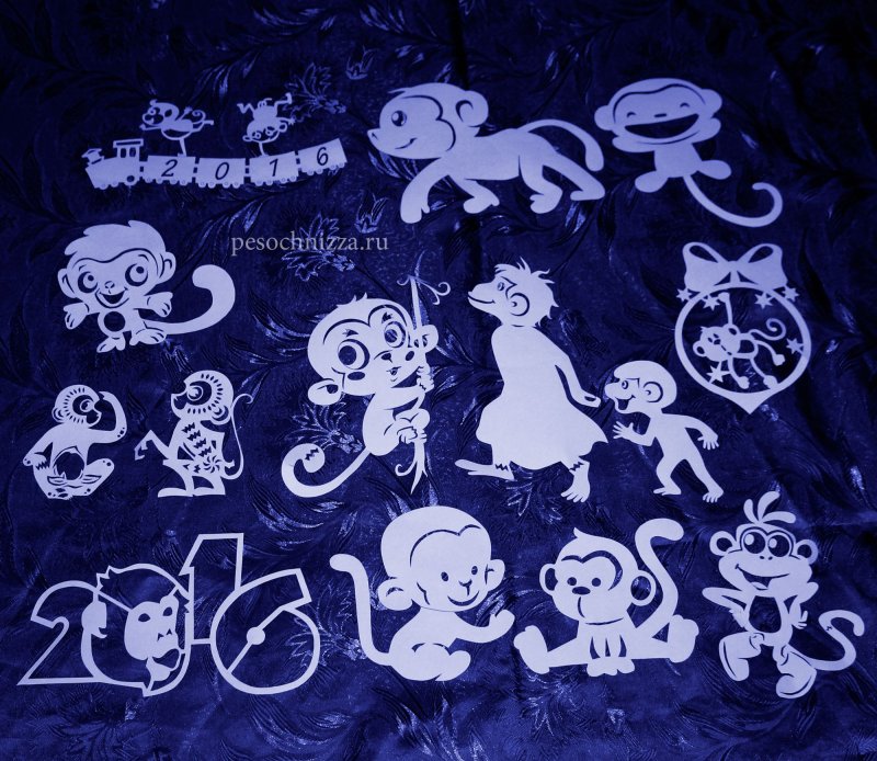 Вытынанка обезьяна на новый год