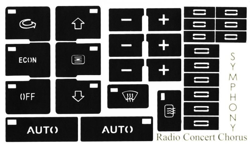 Пиктограммы для автомобильных кнопок