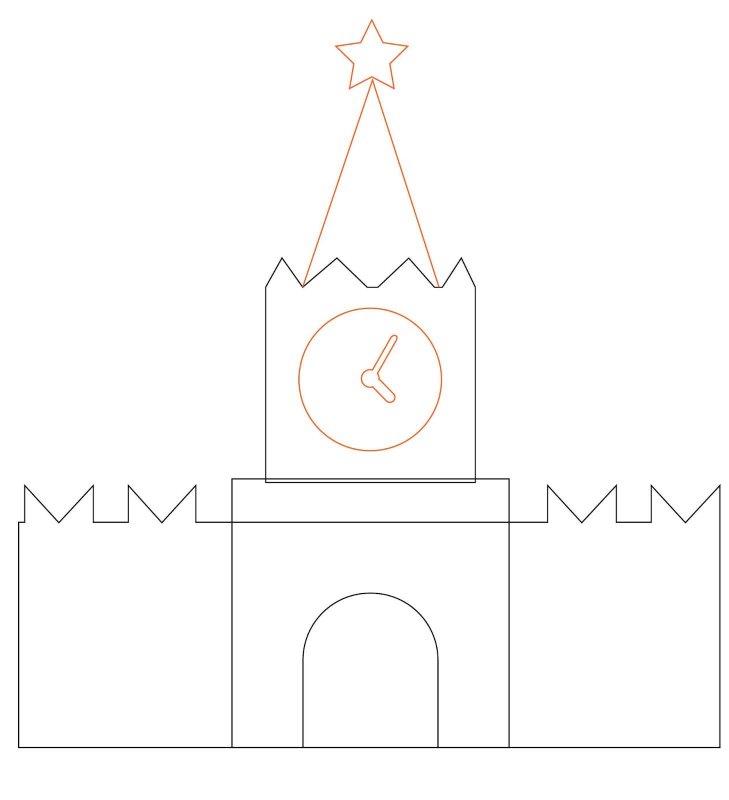 Спасская башня Кремля рисование