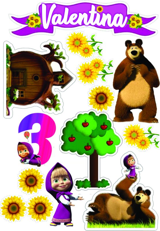 Топперы Маша и медведь для печати