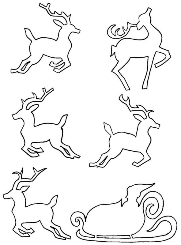 Олени трафареты для вырезания на окна