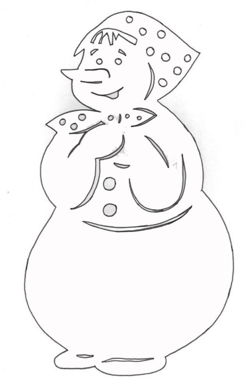 Снеговик трафарет для вырезания на окно