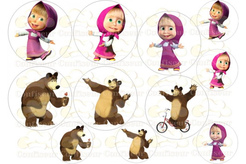 Топперы Маша и медведь для печати