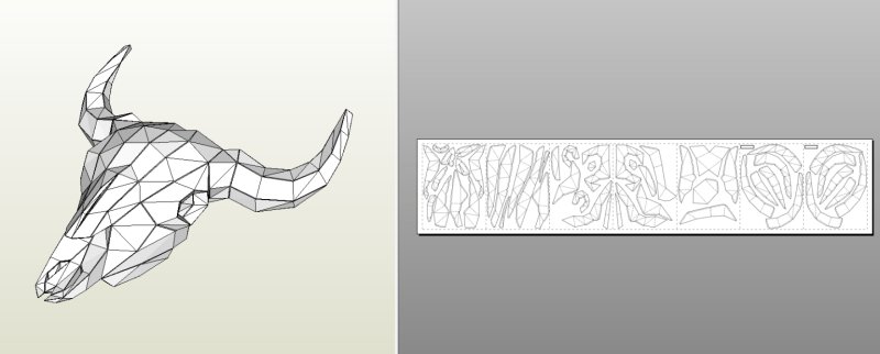 Паперкрафт рога демона схема
