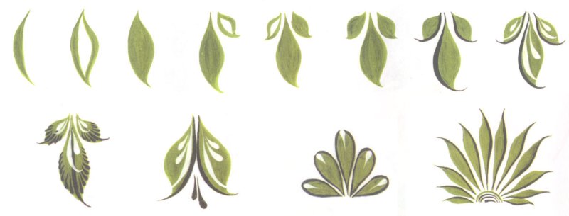 Городецкая роспись листики