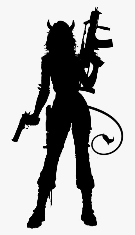 Девушка с оружием силуэт