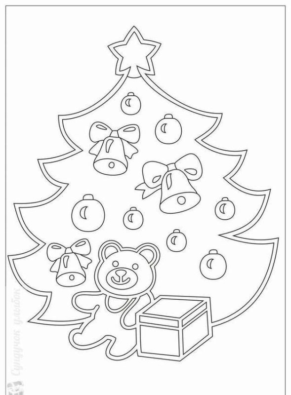 Елка трафарет на окно