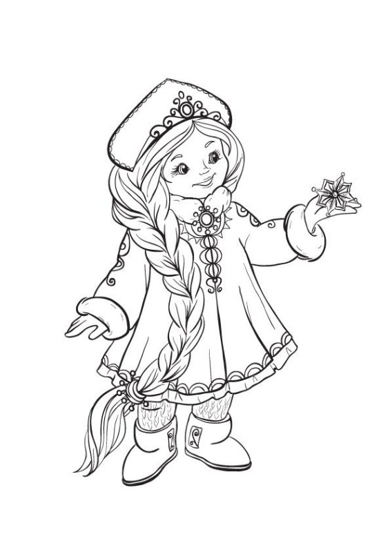 Снегурочка раскраска для детей