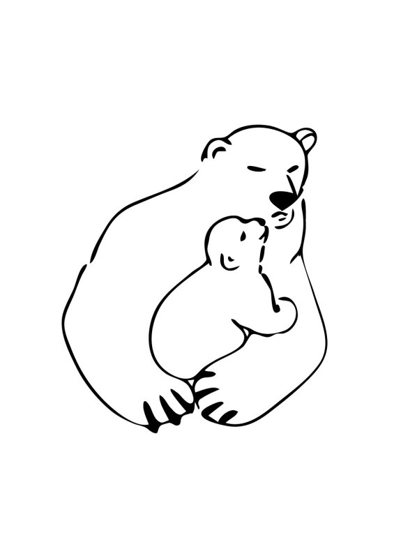 Белый медведь раскраска