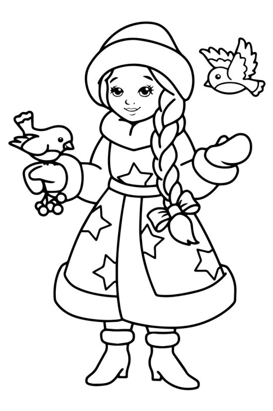 Новогодние раскраски Снегурочка