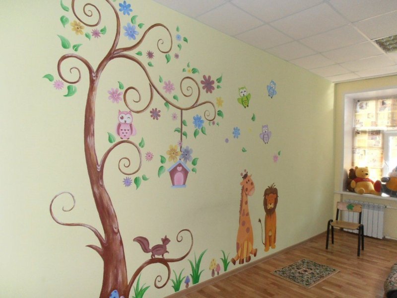 Раскрасить стены в детском саду