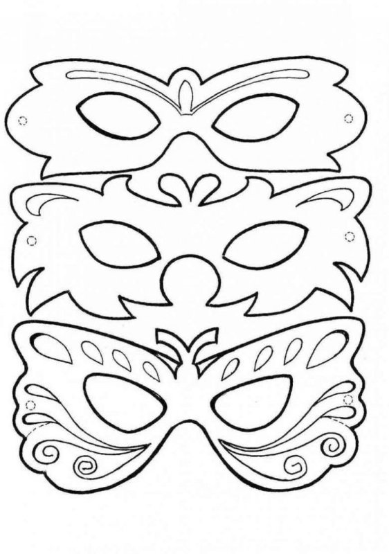 Трафареты карнавальных масок для лица