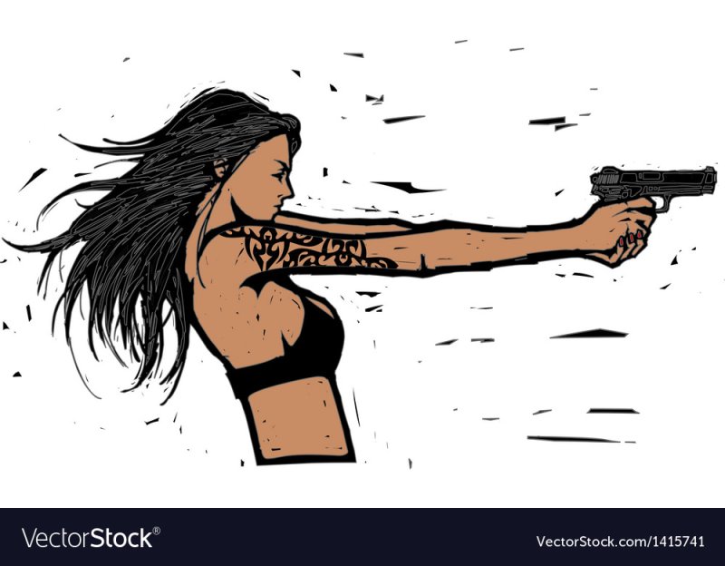 Мультяшные девушки с пистолетом