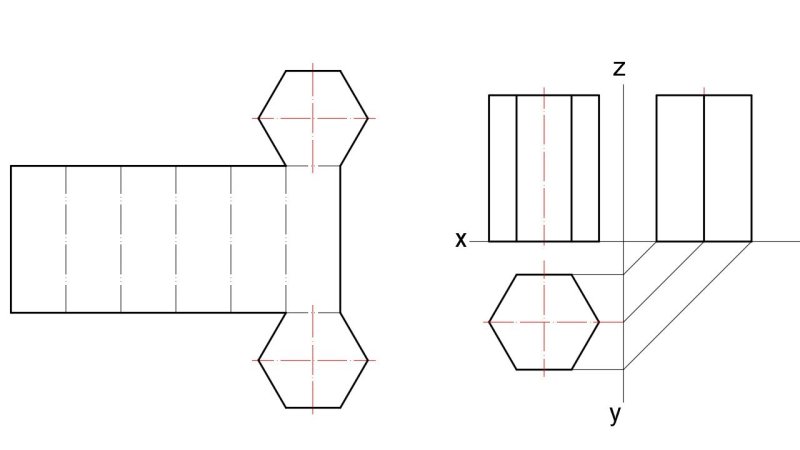 Правильная шестиугольная Призма развертка