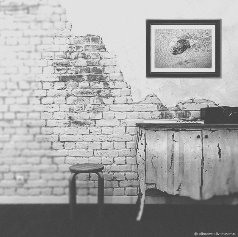 Лофт черно белый кирпич