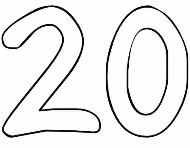 Цифра 20 раскраска