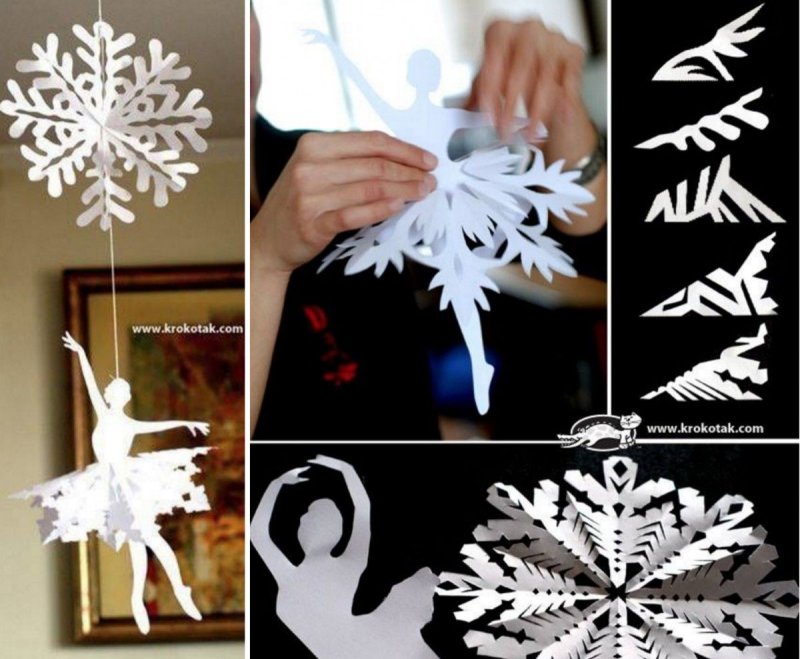Балерина Снежинка из бумаги
