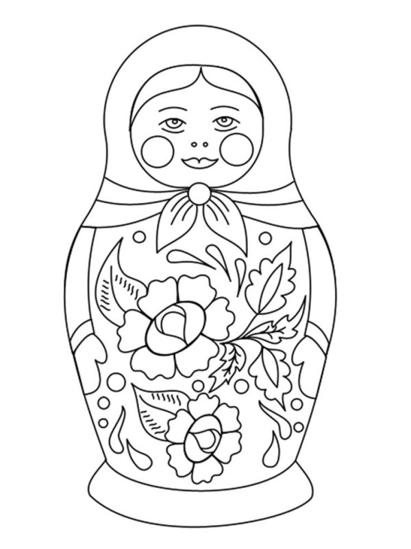 Семеновская Матрешка разукрашка
