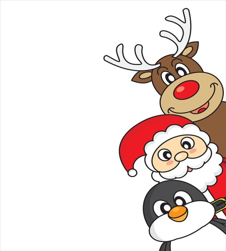 Санта и олень выглядывают