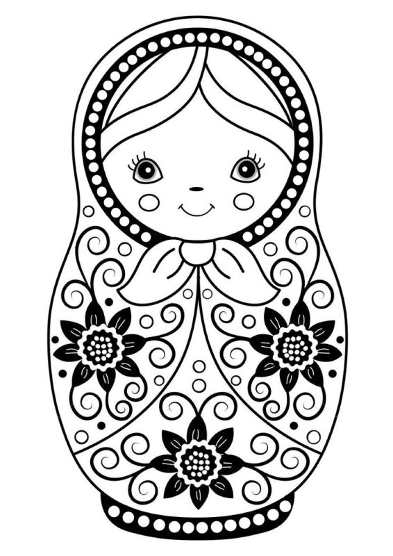 Матрешка раскраска для детей
