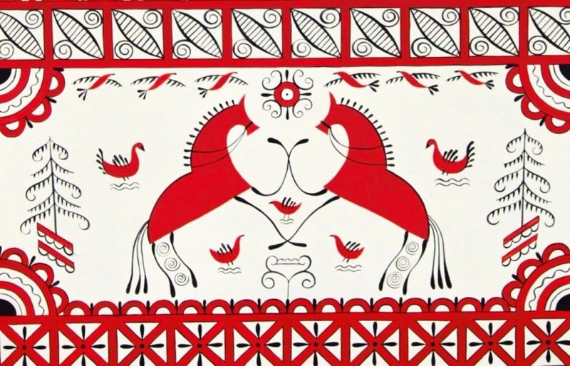 Мезенская роспись орнамент росписи