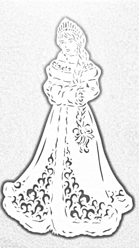 Трафарет Снегурочки на окно