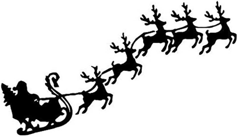 Сани с дедом Морозом трафарет на окно