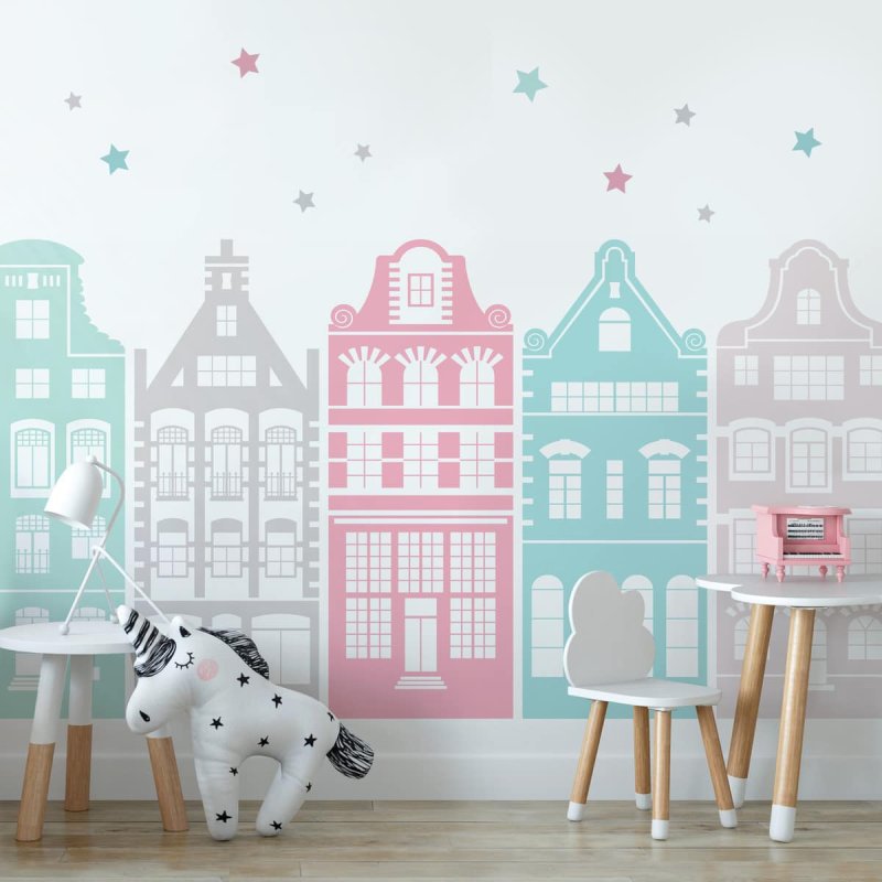 Наклейки домики на стену