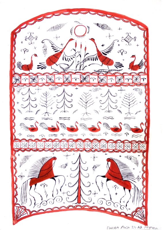 Мезенская роспись Древо жизни