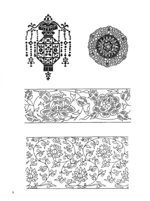 Китайские орнаменты и узоры трафареты