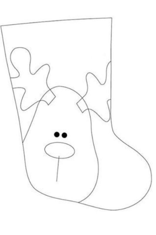 Новогодний носок для подарков трафарет